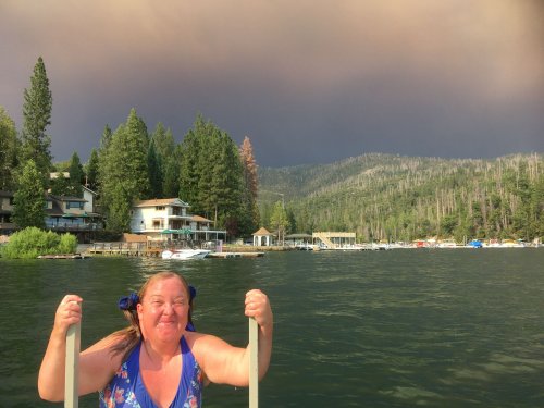 smoke from the Creek Fire at Bass Lake